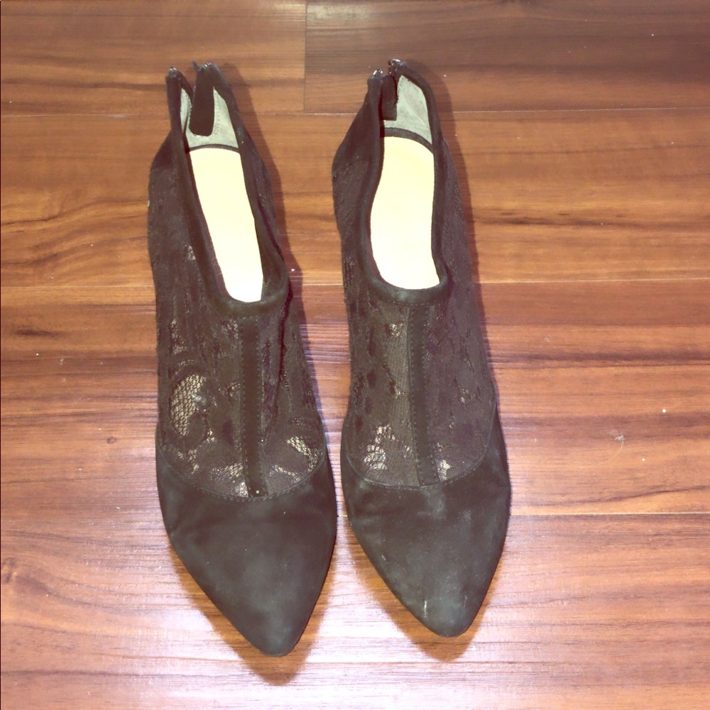 Seychelles black suede and lace heels